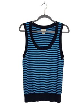 L.L. Bean Blue Striped Sleeveless Sweater Vest Size Medium